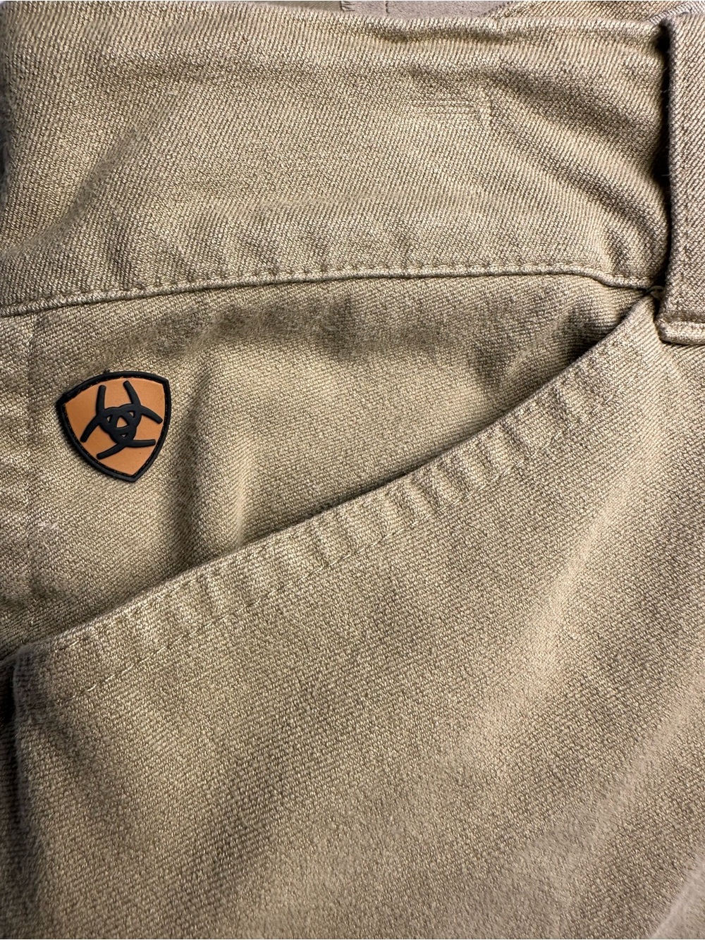 Ariat Sport Riding Breeches Womens 32L Tan Knee Patch Equestrian Stretch - Picture 8 of 14